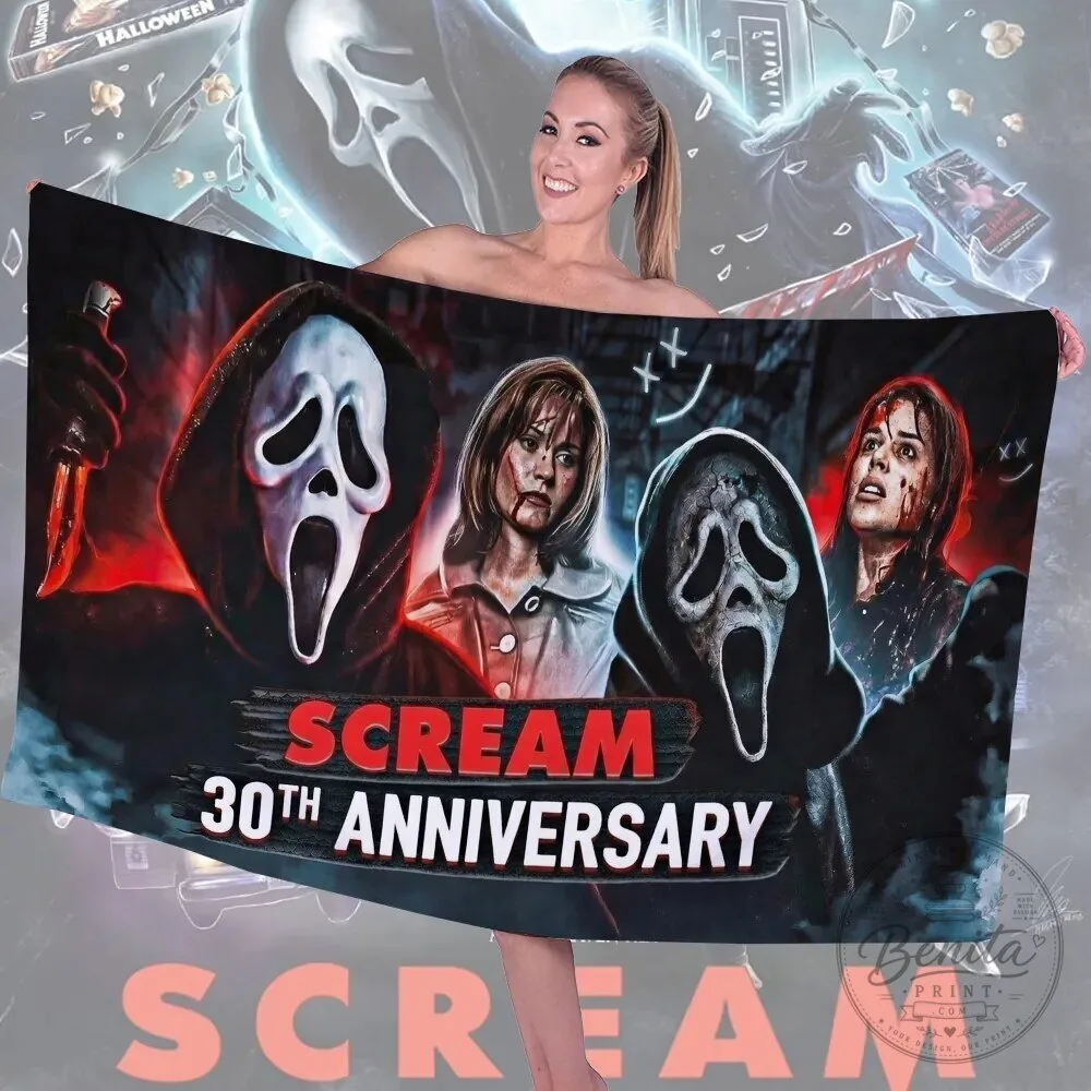 Scream 30th Anniversary Horror Movie Ghostface Beach Towel