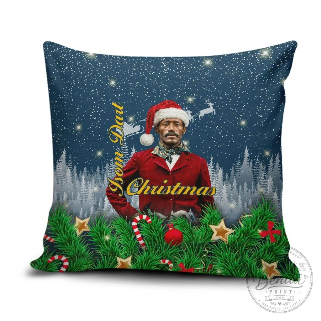 Isom Dart Black Cowboy Christmas Santa Western Snow Winter Pillow Cover