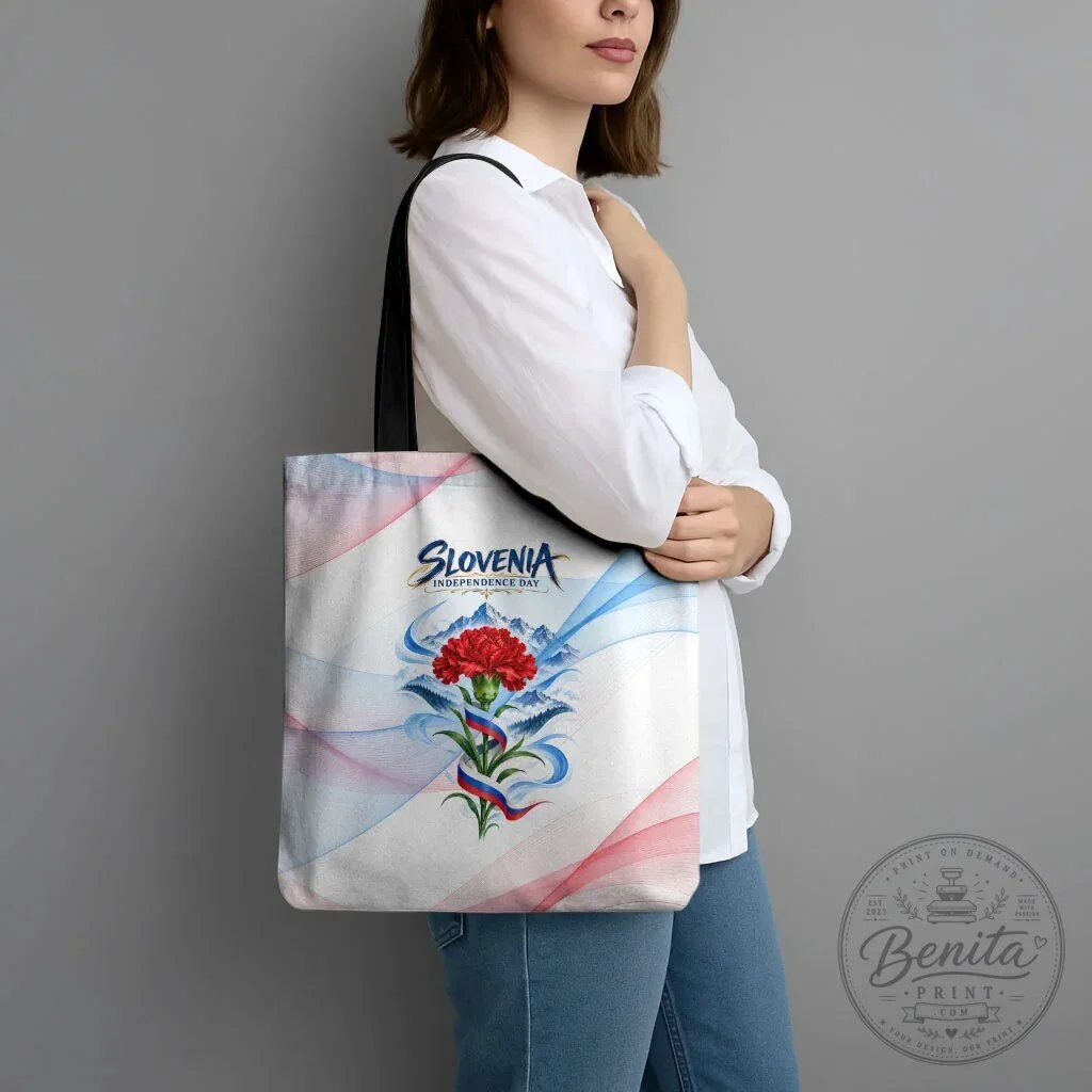 Slovenia Independence Day Red Carnation Flower Mount Triglav Flag Tote Bag 11 Slovenia Independence Day Red Carnation Flower Mount Triglav Flag Tote Bag