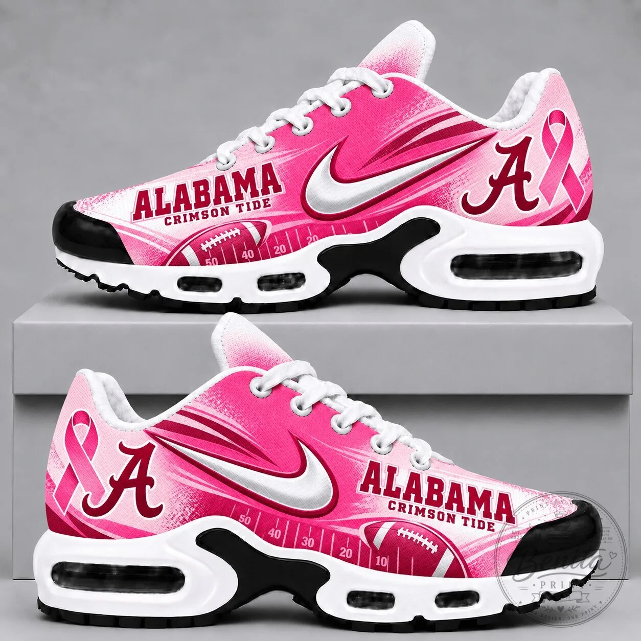 Alabama Crimson Tide Breast Cancer Awareness Pink Football Sneakers