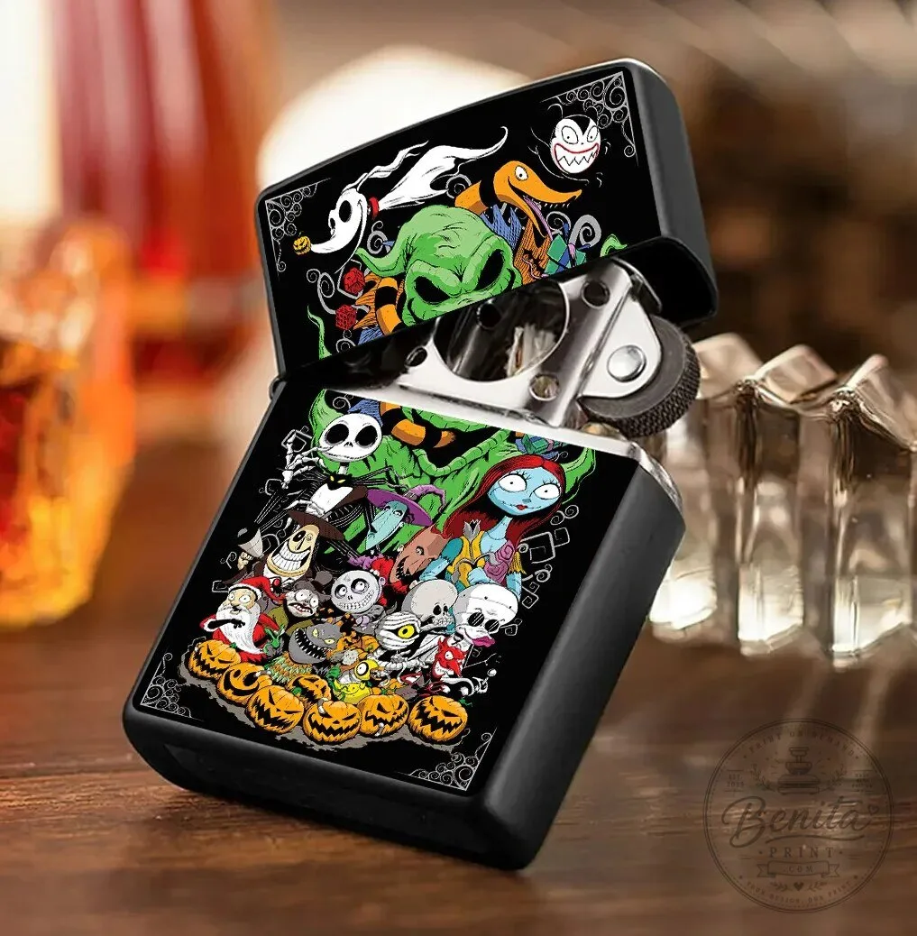 Nightmare Before Christmas Jack Skellington and Sally Black Matte Zippo Lighter 3 Nightmare Before Christmas Jack Skellington and Sally Black Matte Zippo Lighter