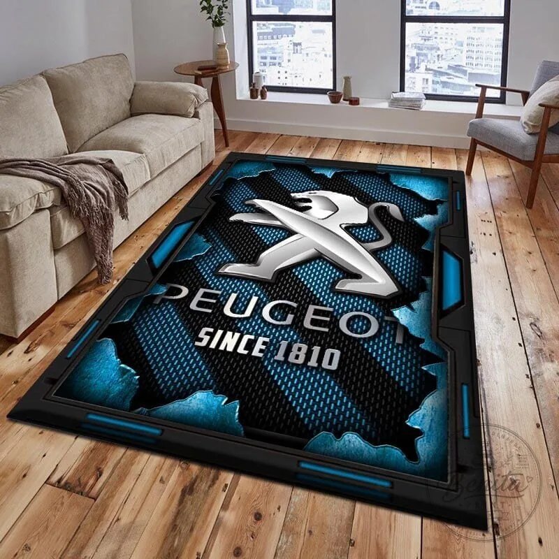 Peugeot Since 1810 Car Logo Blue Cracked Design Welcome Doormat