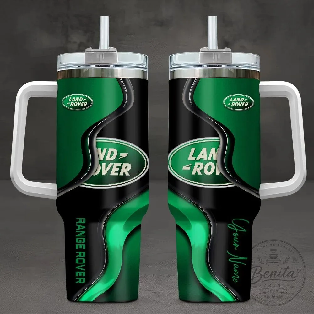Land Rover Range Rover Personalized Green and Black Stainless Steel Tumbler