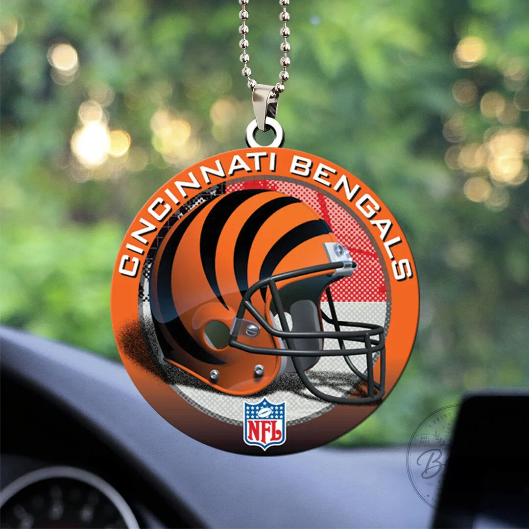 Cincinnati Bengals Football Team Helmet Logo Car Ornament