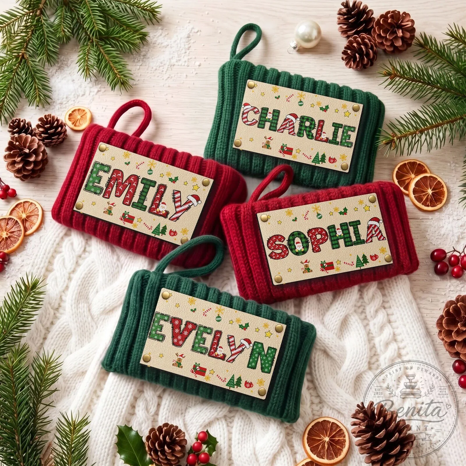 Personalized Knitted Christmas Stocking with Custom Name Patch for Family 9 Personalized Knitted Christmas Stocking with Custom Name Patch for Family