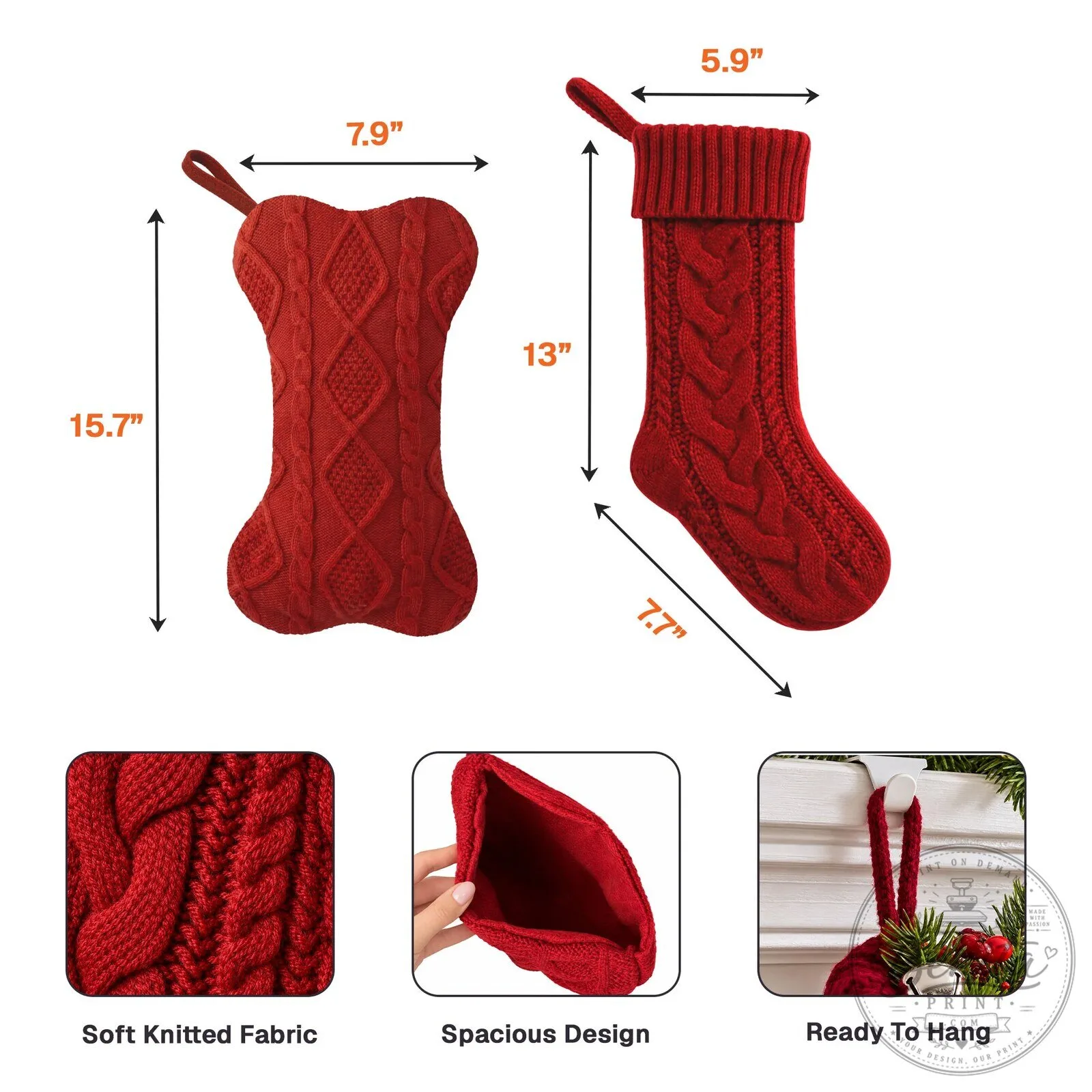 Personalized Knitted Christmas Stocking with Custom Name Patch for Family 13 Personalized Knitted Christmas Stocking with Custom Name Patch for Family