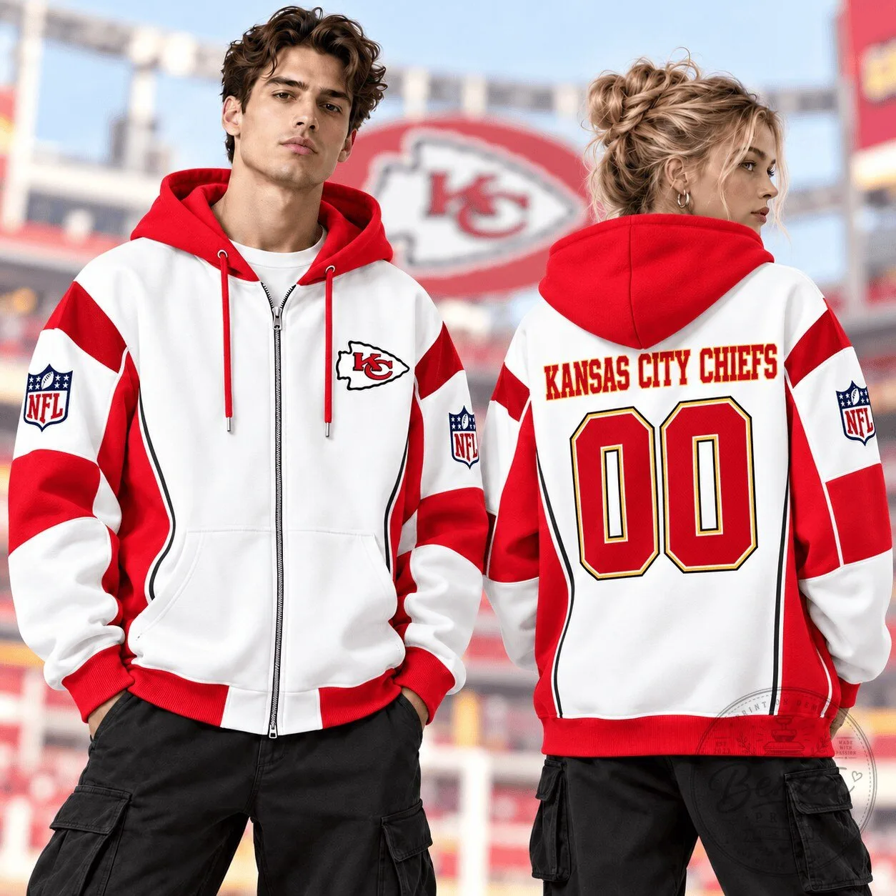Kansas City Chiefs NFL Football Game Day Custom Number Zip Hoodie for Fans
