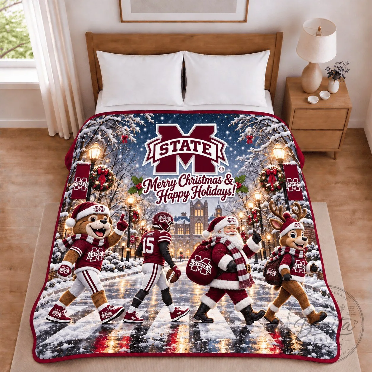 Mississippi State Bulldogs Christmas Winter Wonderland Holiday Blanket