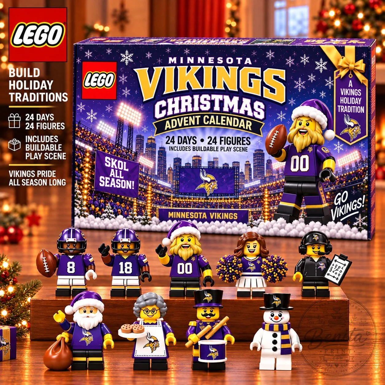 Minnesota Vikings LEGO Christmas Advent Calendar 24 Figures