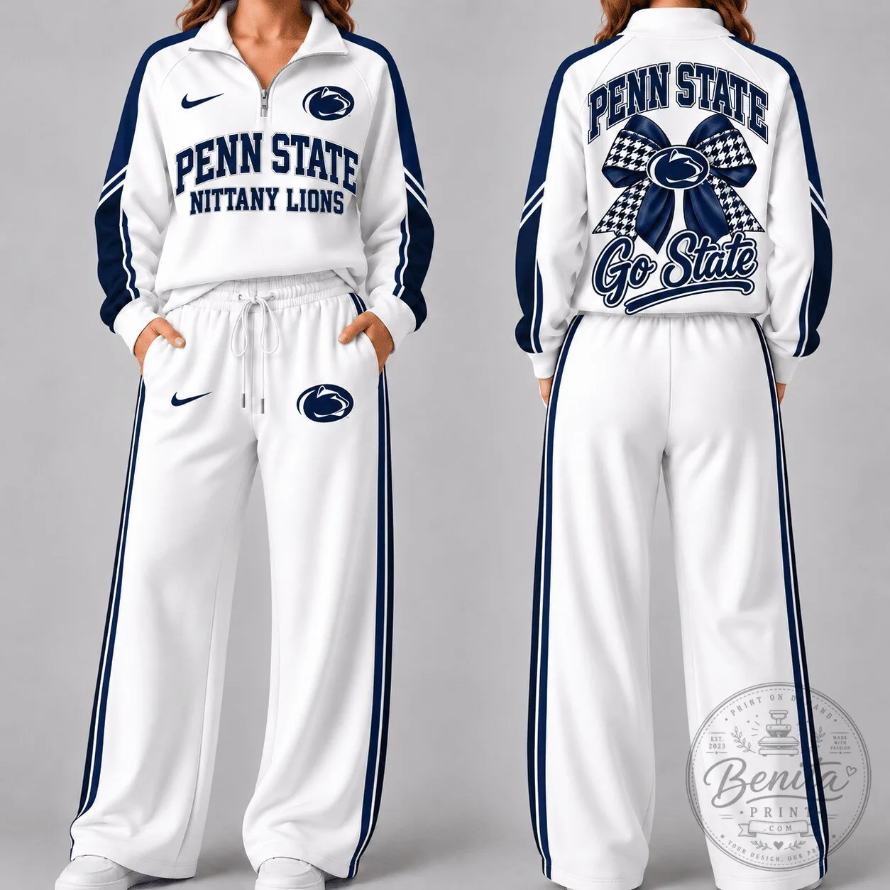 Penn State Nittany Lions Women's White Tracksuit Jacket and Pants Set
