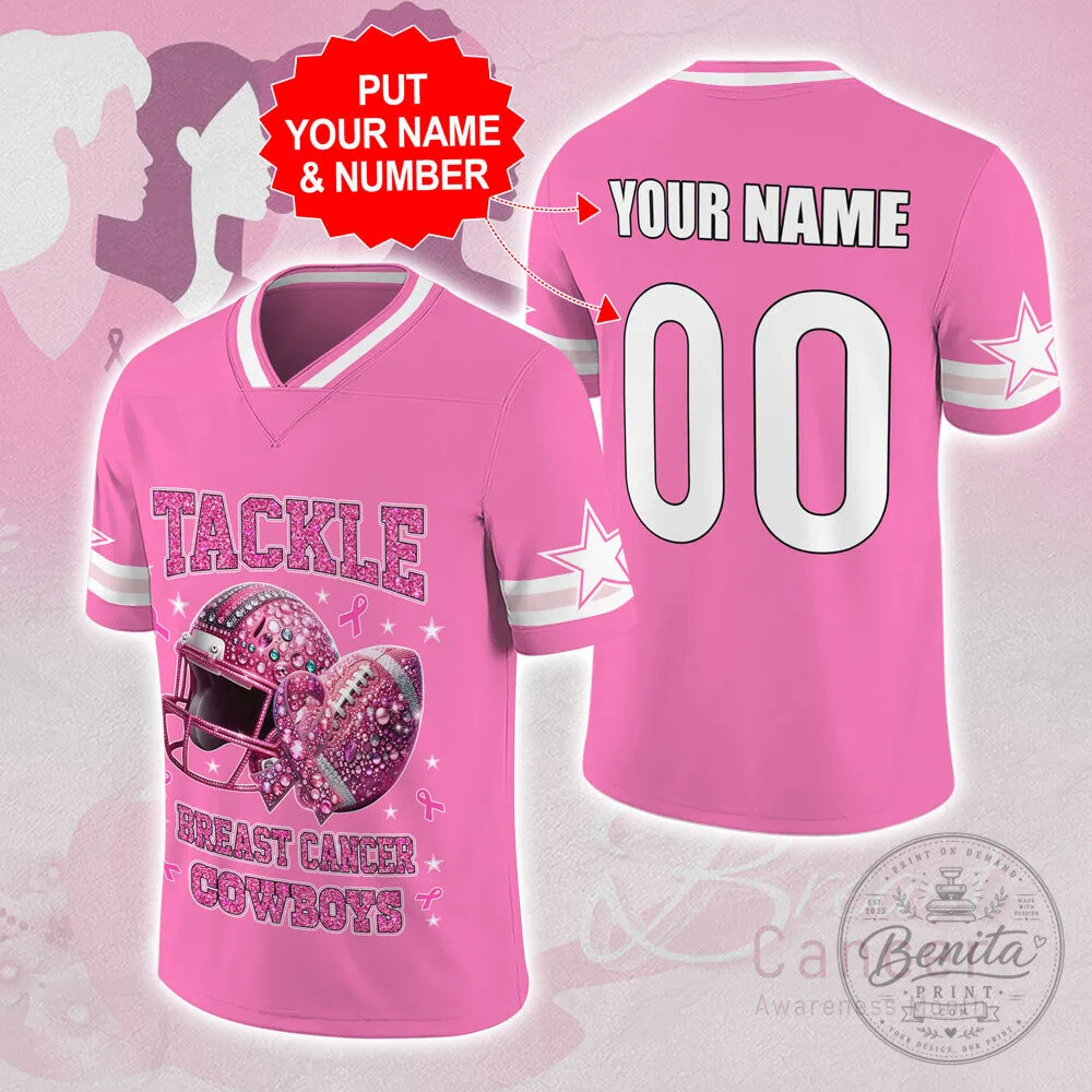Dallas Cowboys Football Breast Cancer Awareness Personalized Pink Jersey