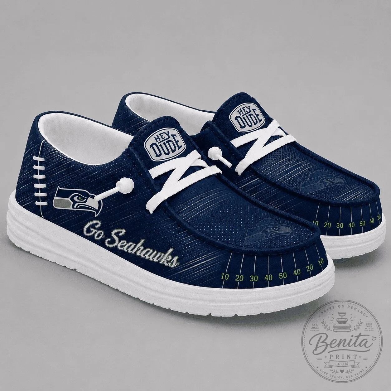 Seattle Seahawks Fan Loafer Shoes Inspired by Football Field Design