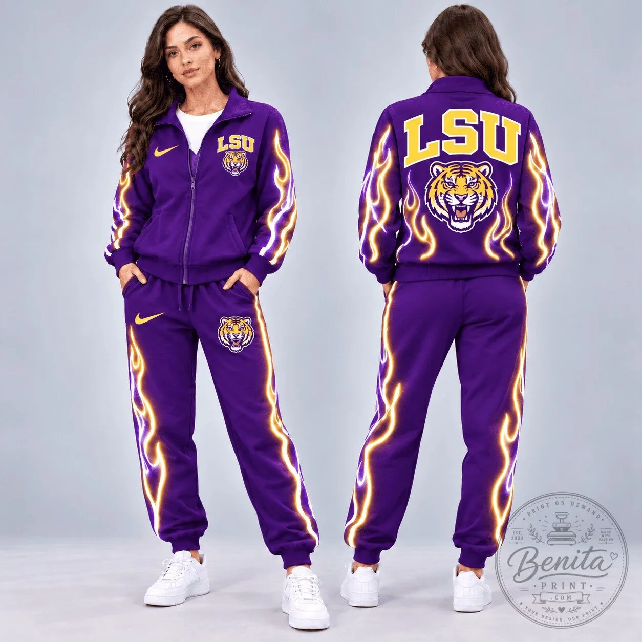 Louisiana State University Tigers Neon Inferno Tracksuit Set Hoodie