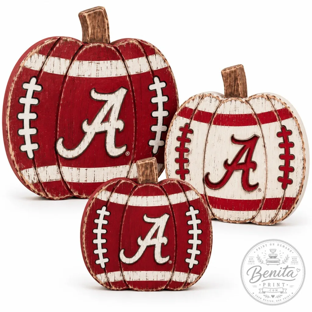 Alabama Crimson Tide Football Pumpkin Fall Harvest Tiered Tray Decor Set 32 Alabama Crimson Tide Football Pumpkin Fall Harvest Tiered Tray Decor Set