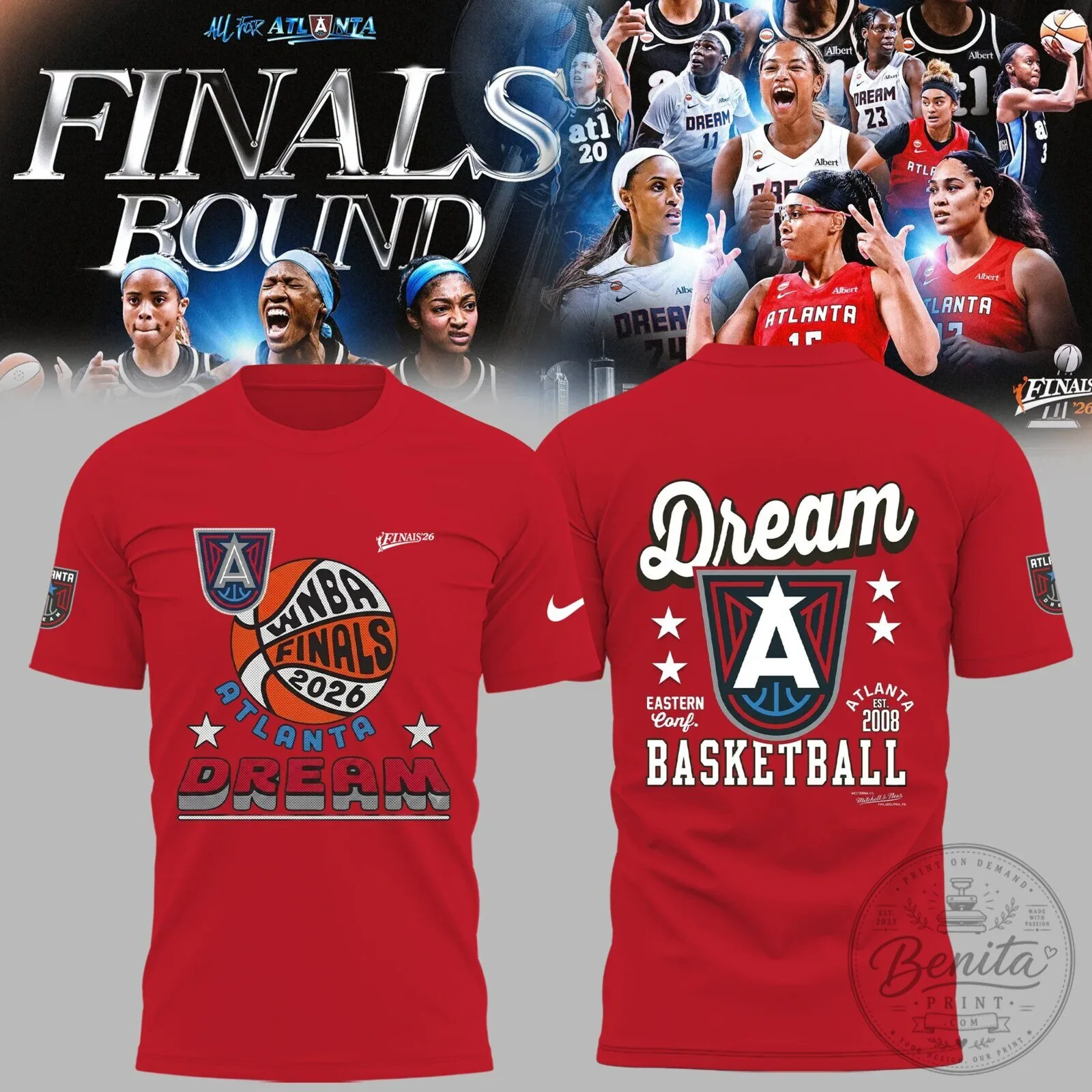 Atlanta Dream WNBA Finals 2026 Basketball Team Red T-Shirt