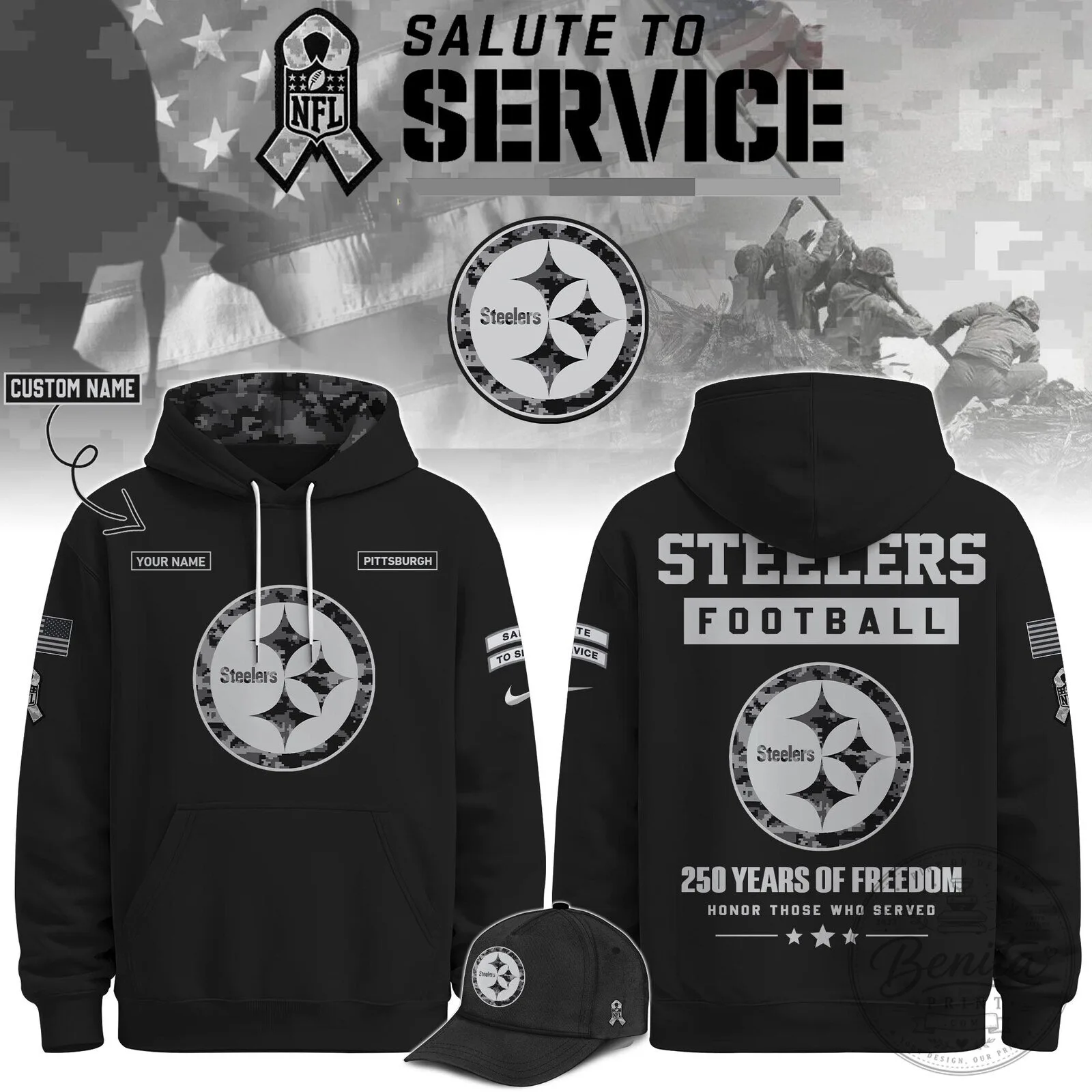Pittsburgh Steelers Salute To Service Football Team Hoodie
