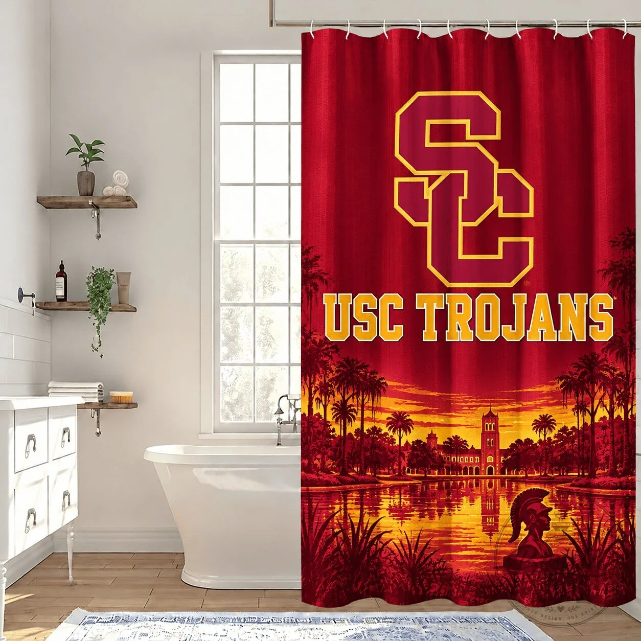 USC Trojans Sunset Landscape College Football Team Shower Curtain