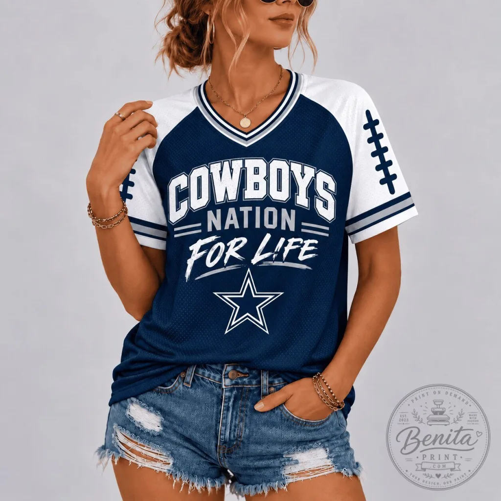 Dallas Cowboys Nation For Life Football Team Fan V-Neck Jersey 12 Dallas Cowboys Nation For Life Football Team Fan V-Neck Jersey