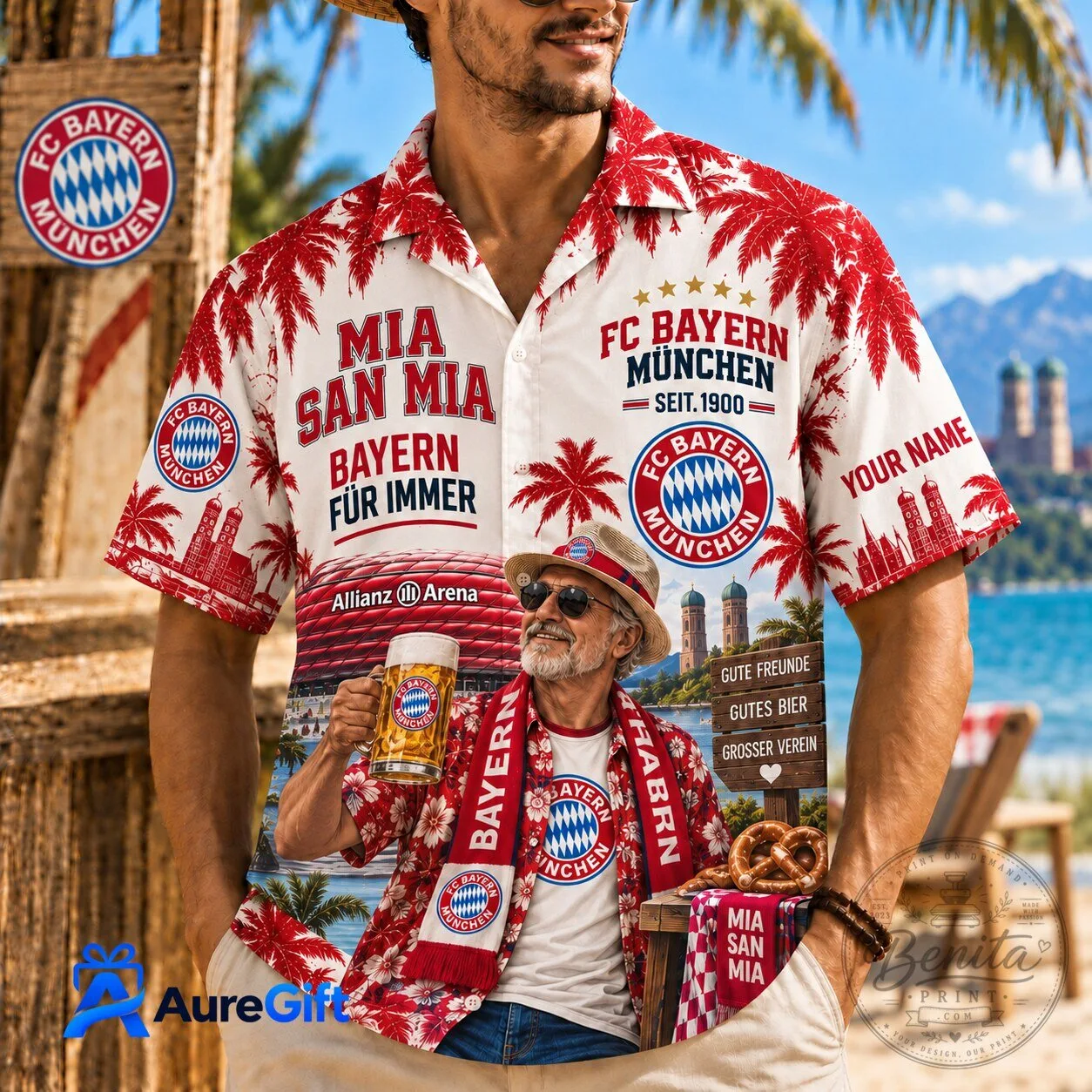 FC Bayern München Football Club Hawaiian Shirt