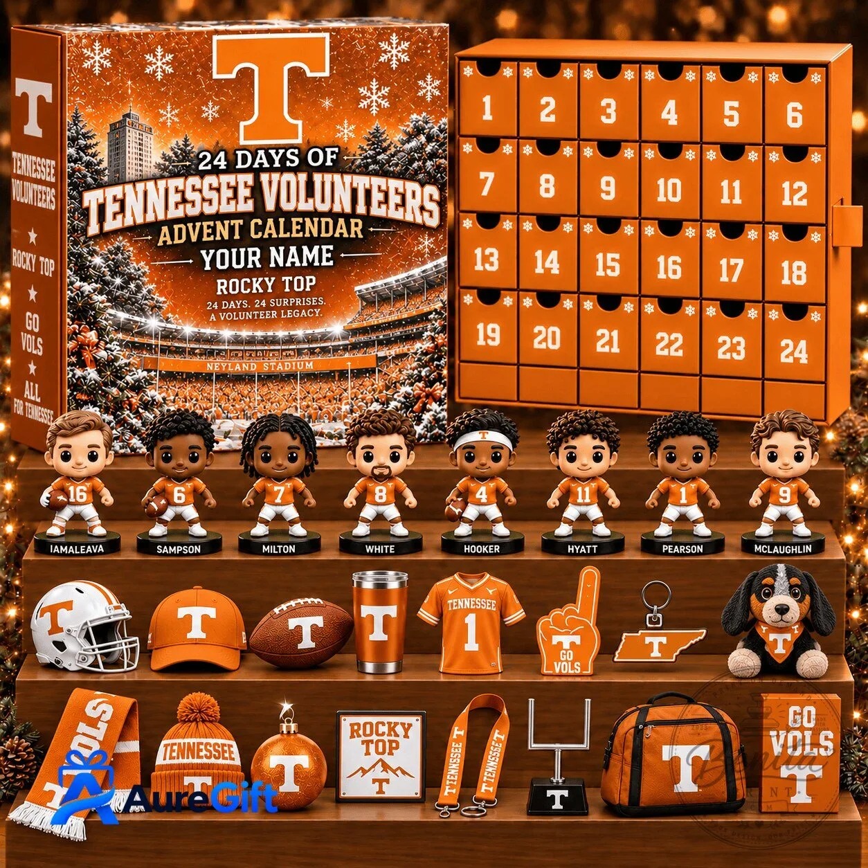 Tennessee Volunteers Football Team 24 Days of Advent Calendar with Mini Figurines