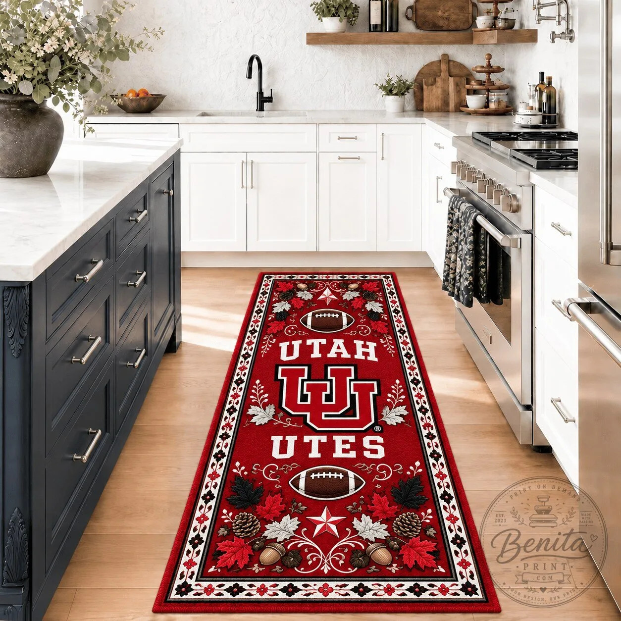 Utah Utes Football Team Logo Kitchen Runner Rug 3 Utah Utes Football Team Logo Kitchen Runner Rug