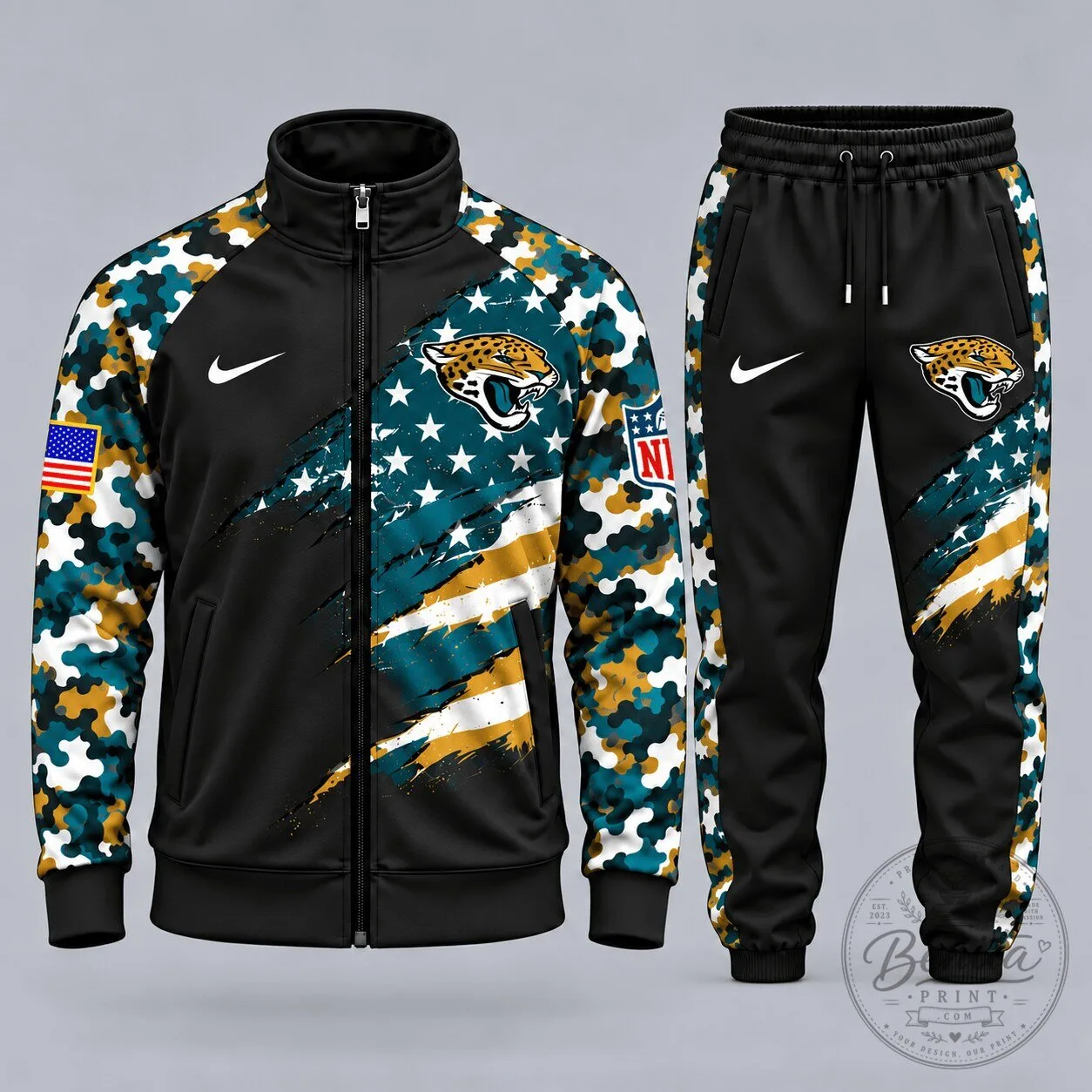 Jacksonville Jaguars NFL Patriotic Camouflage Full-Zip Jacket