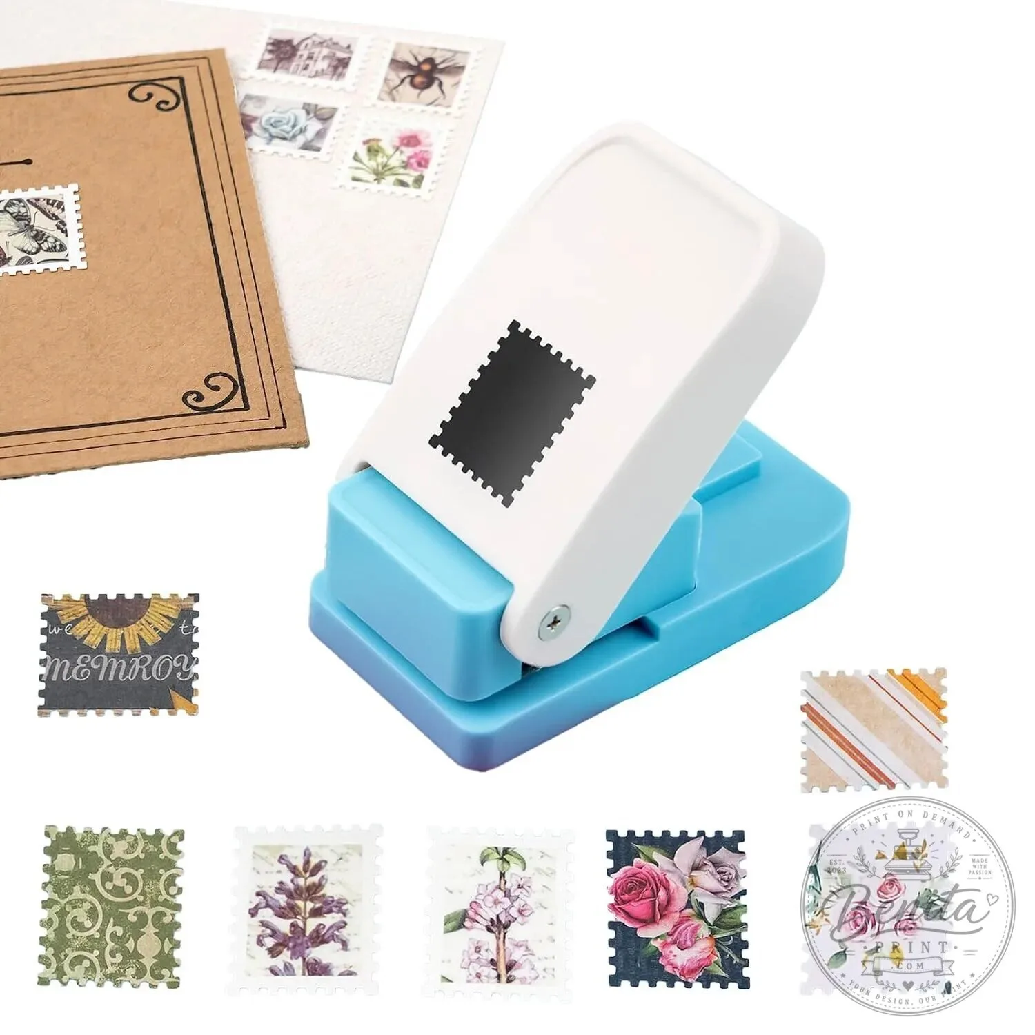 Decorative Postage Stamp Craft Punch for Scrapbooking and Card Making