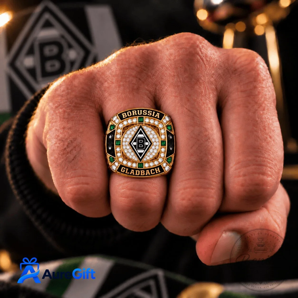 Borussia Mönchengladbach Bundesliga Matchday Personalized Name 3D Ring