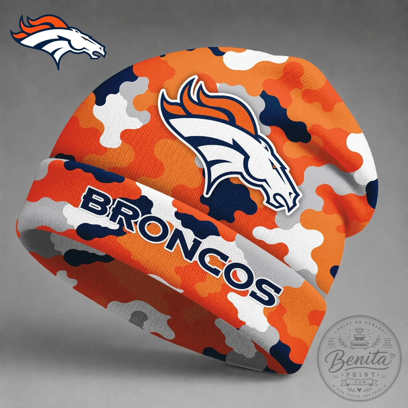 Denver Broncos NFL Camouflage Beanie Hat for Game Day