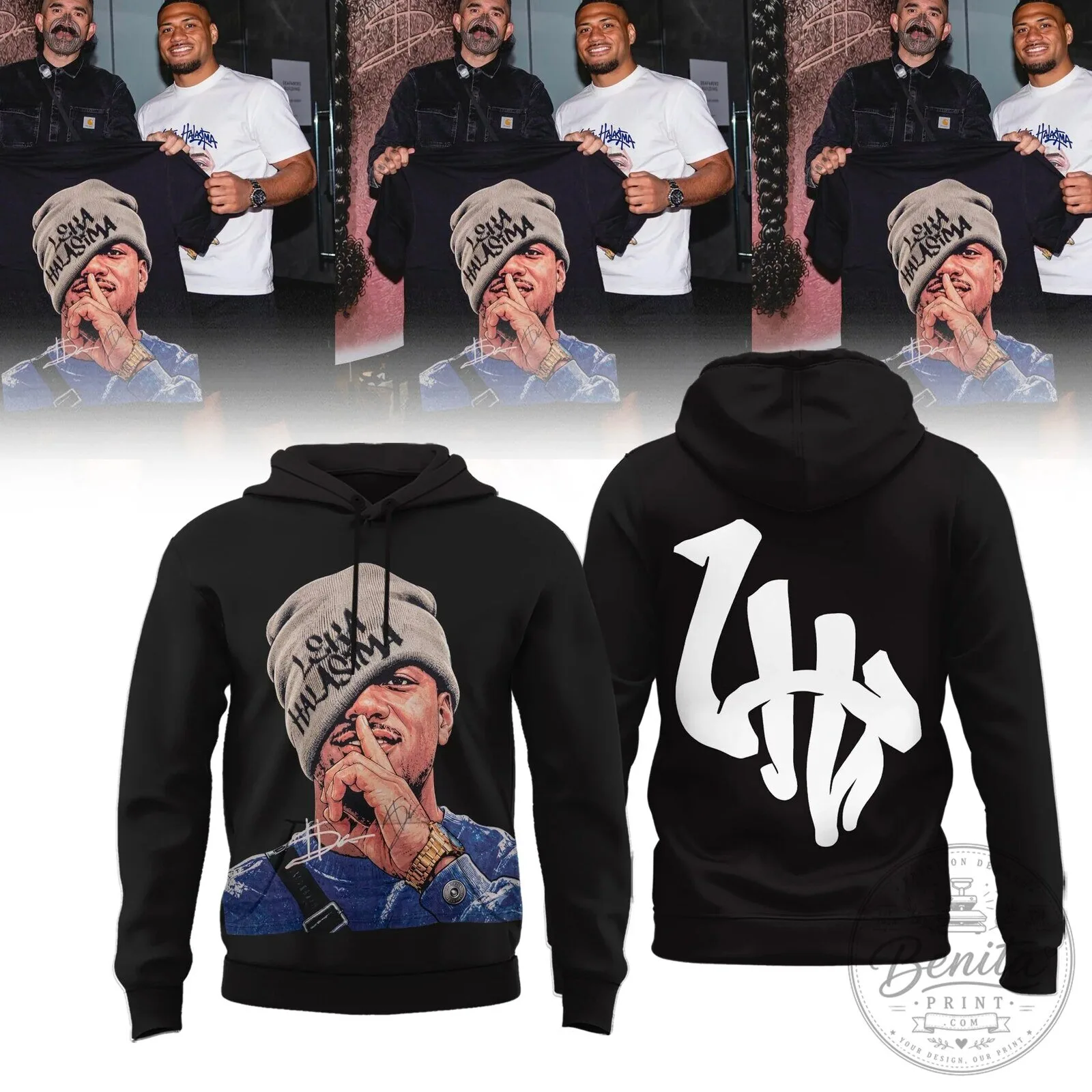 New Zealand Warriors Rugby League Black Hoodie by Leka Halasima