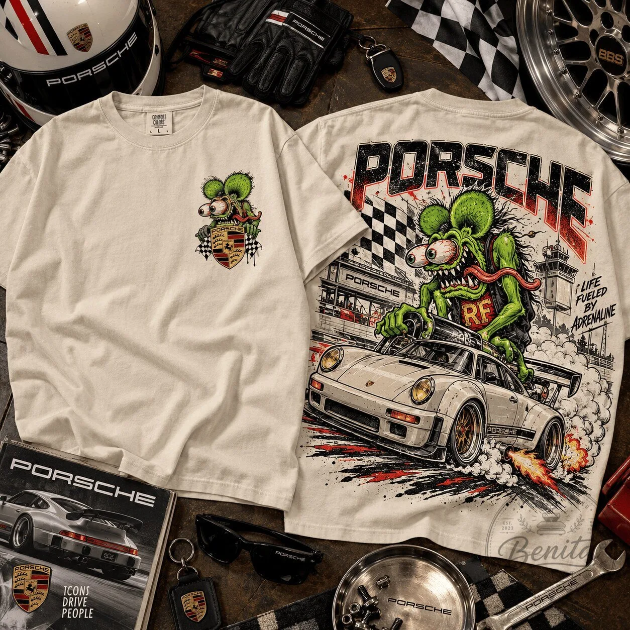 Porsche Rat Fink Classic Sports Car Racing Graphic T-Shirt for Men and Women