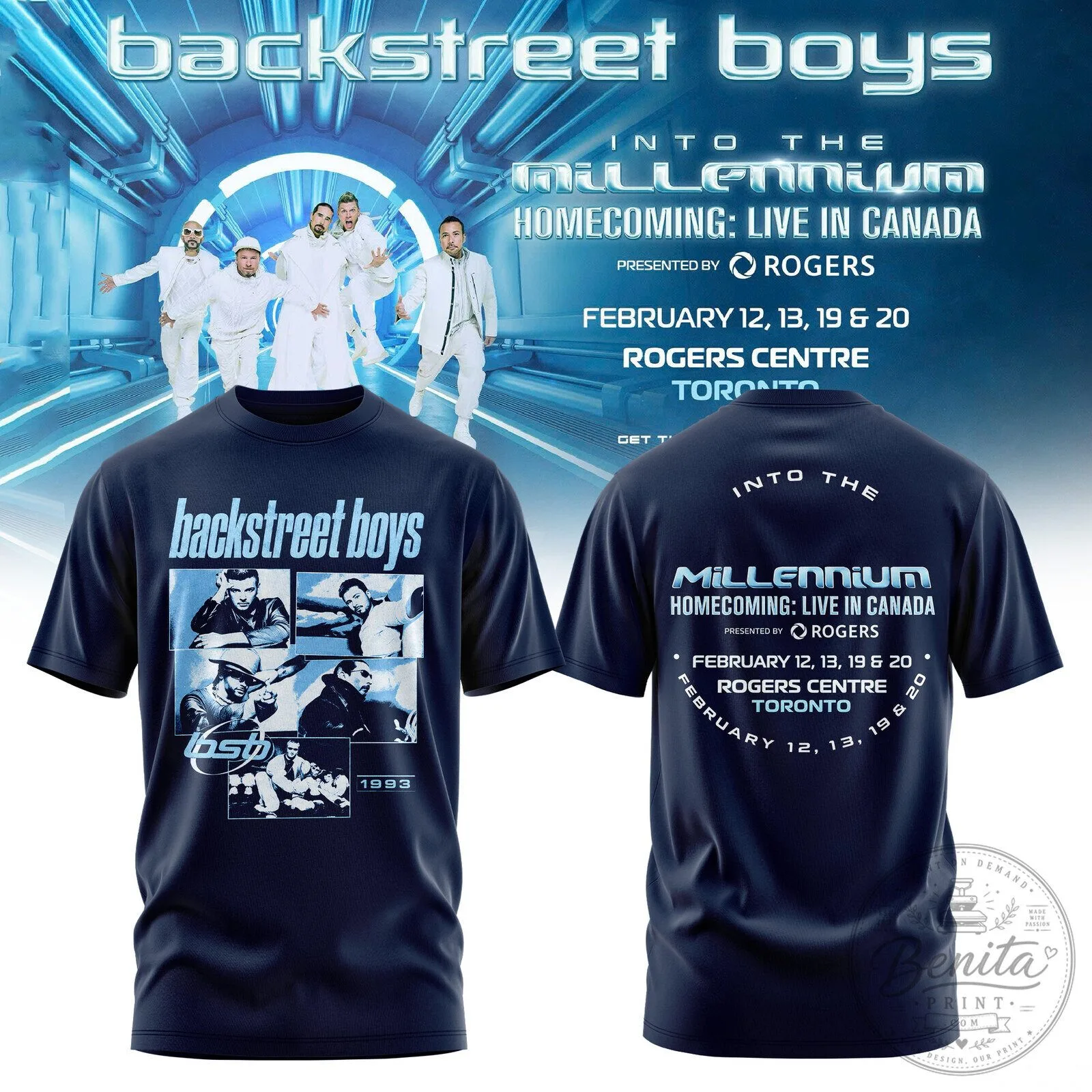 Canada Concert T-Shirt for Backstreet Boys' Into The Millennium Homecoming Live