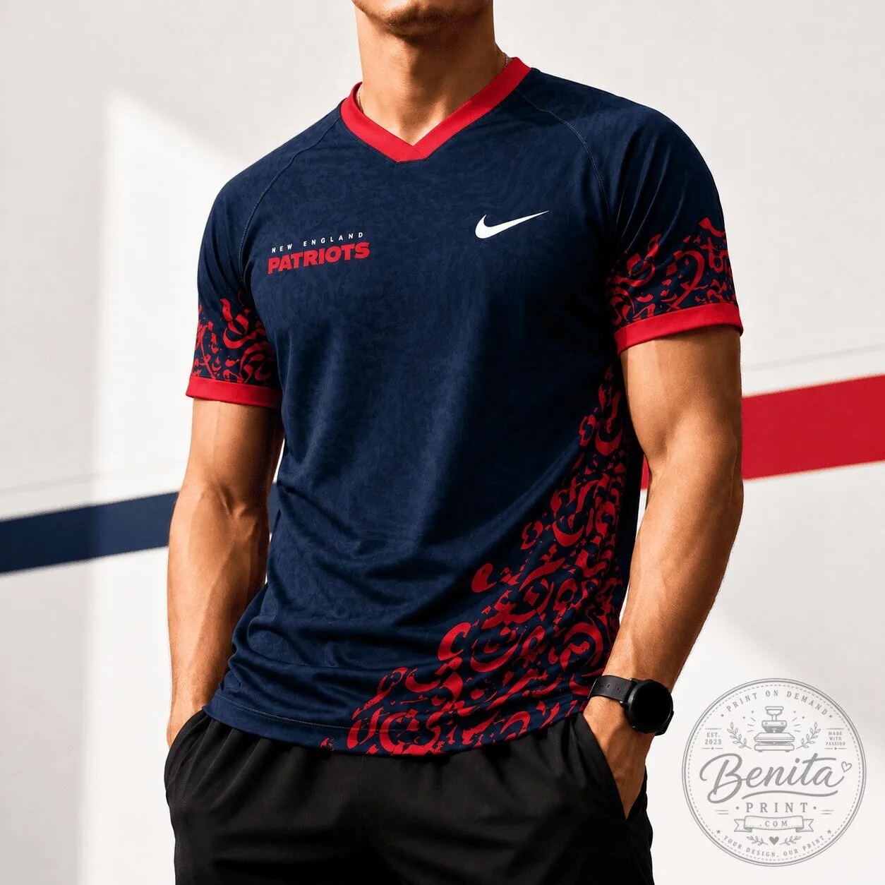 New England Patriots NFL Fan Shirt Premium Legacy Calligraphy Jersey