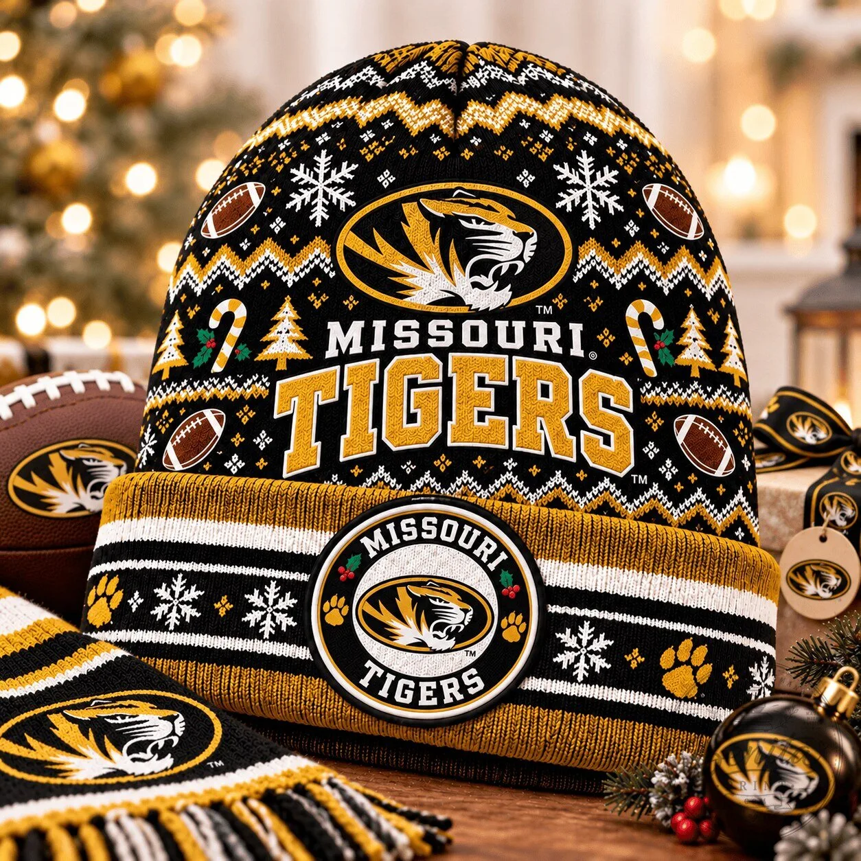 Missouri Tigers Ugly Christmas Beanie Hat
