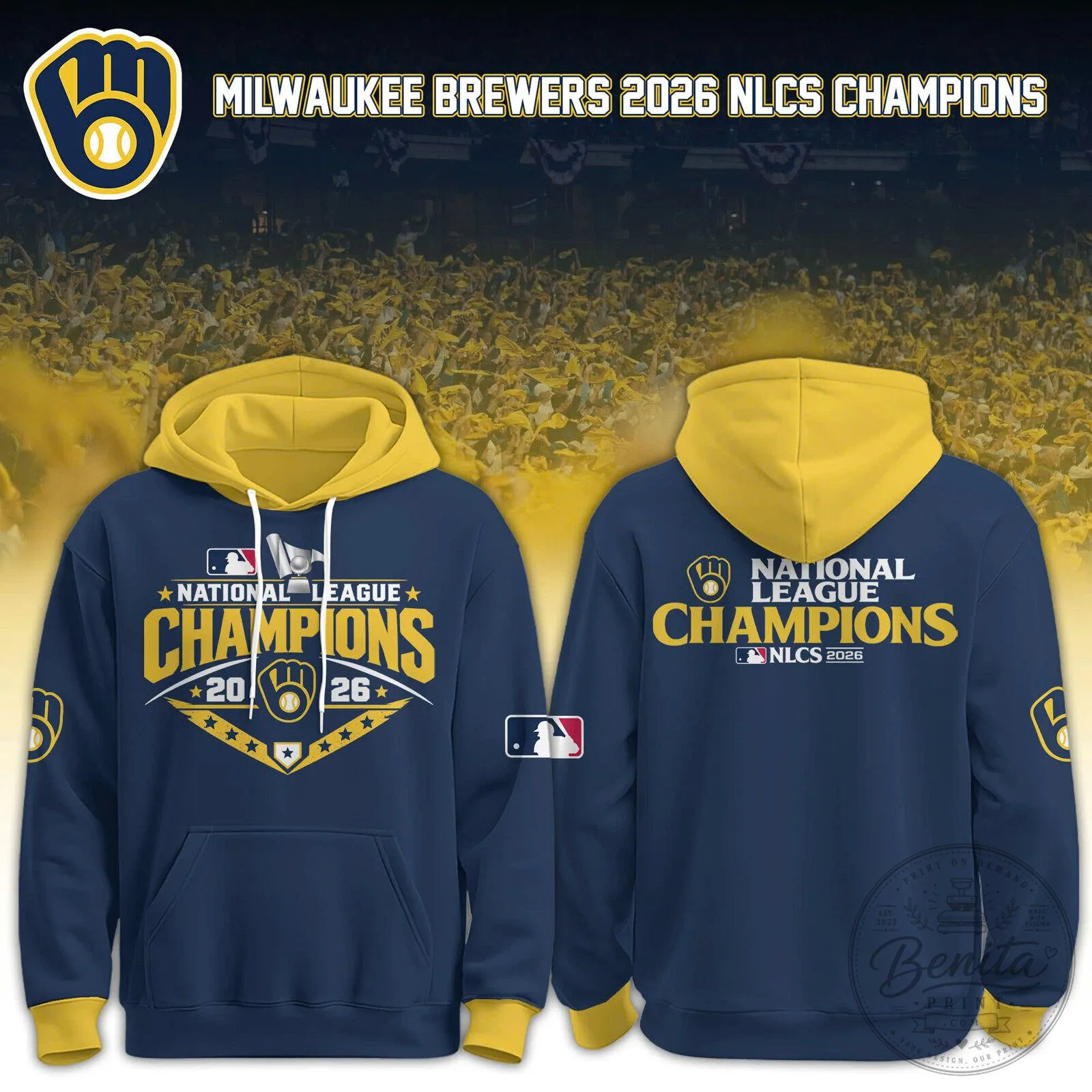 Milwaukee Brewers 2026 National League Champions Navy Blue Hoodie