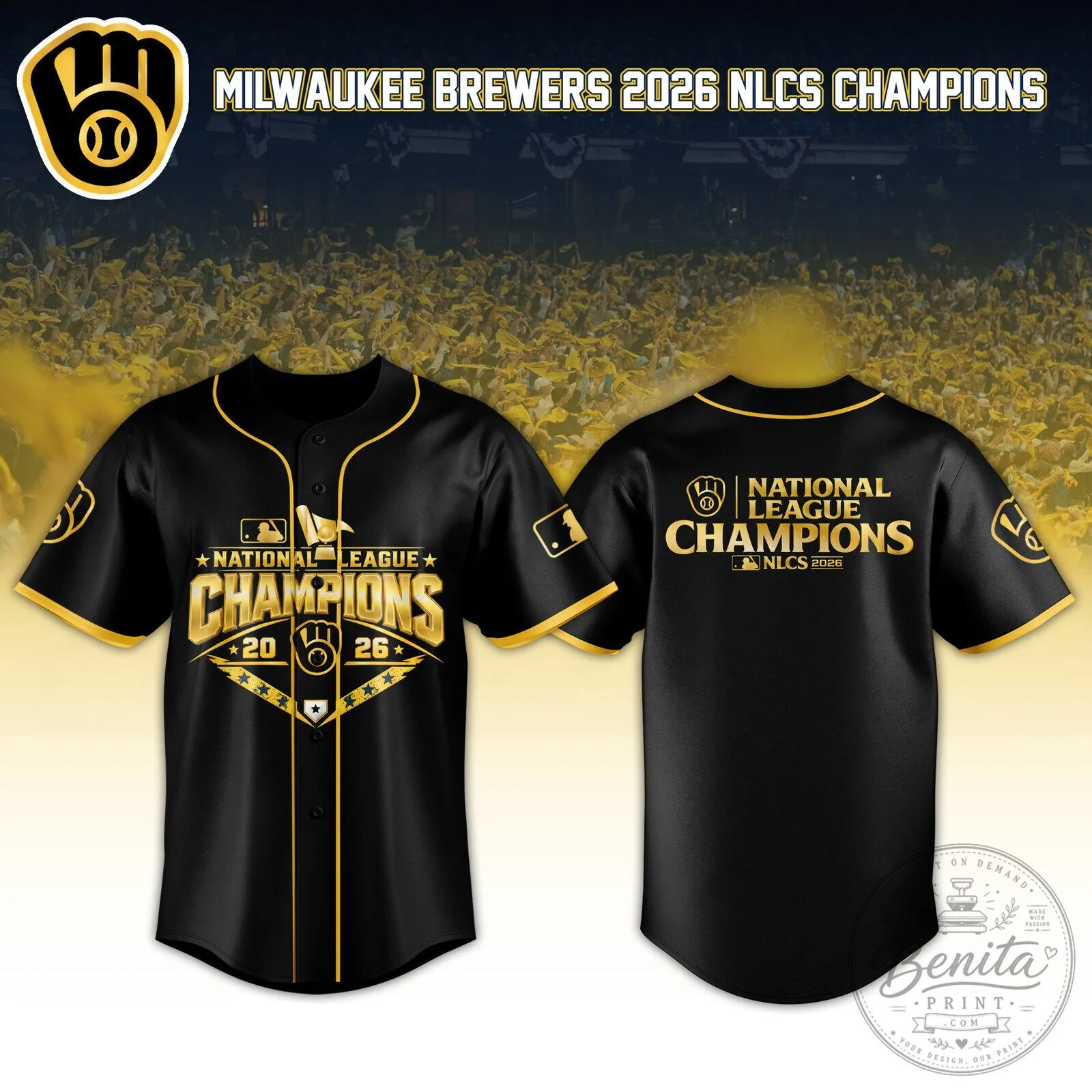 2026 National League Champions Baseball Jersey - Milwaukee Brewers