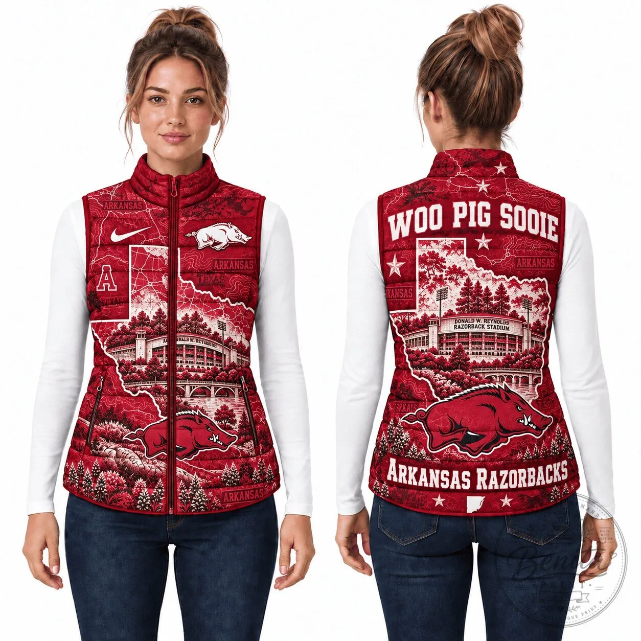 Arkansas Razorbacks Christmas Puffer Vest