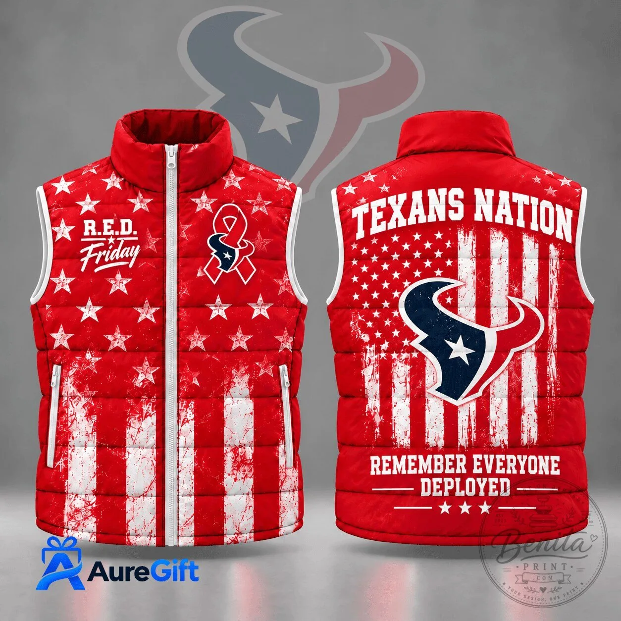 Houston Texans R.E.D. Friday Stars and Stripes Patriotic Puffer Vest