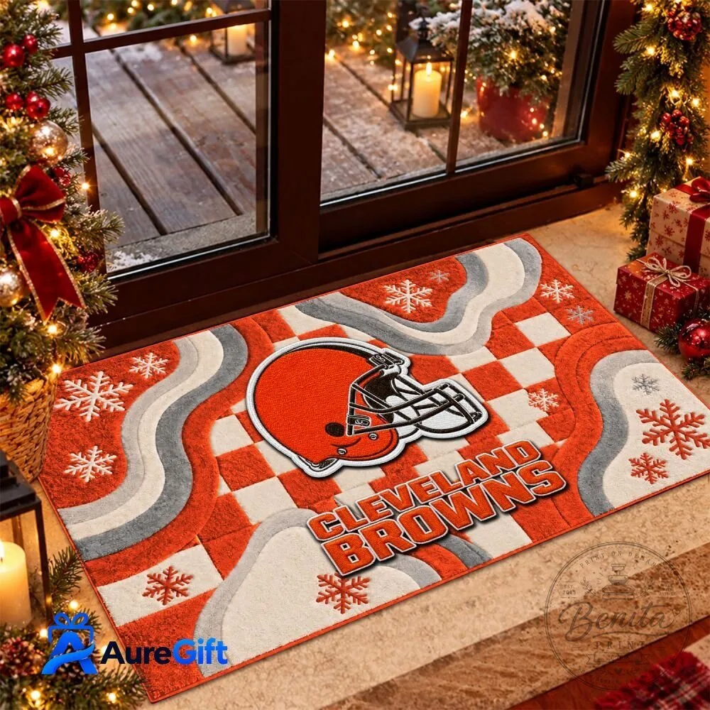 Cleveland Browns Football Team Christmas Holiday Doormat for Fans