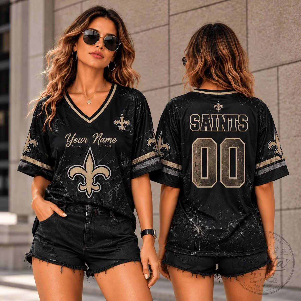 New Orleans Saints Personalized Black Gold Football Jersey 3 New Orleans Saints Personalized Black Gold Football Jersey