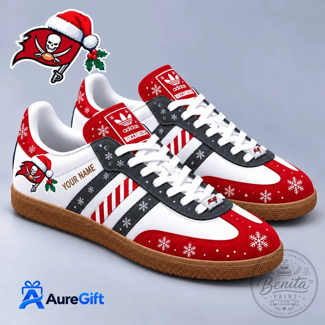 Tampa Bay Buccaneers Christmas Personalized Name Adidas Samba Shoes