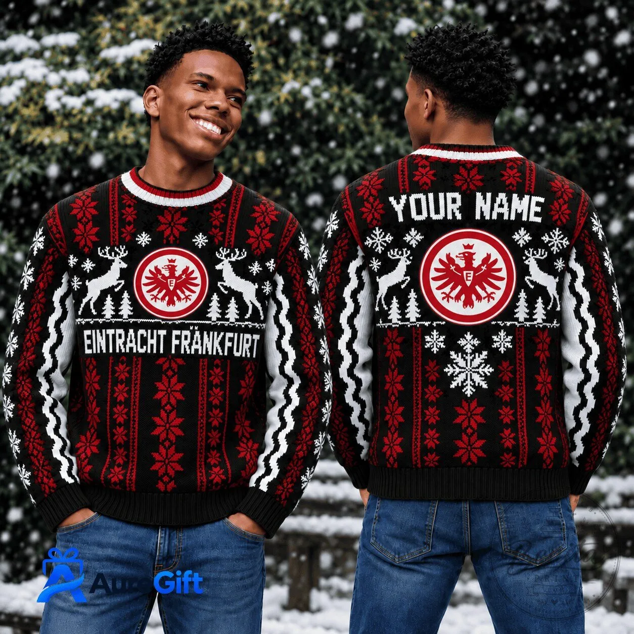 Eintracht Frankfurt Bundesliga Personalized Ugly Christmas Sweater