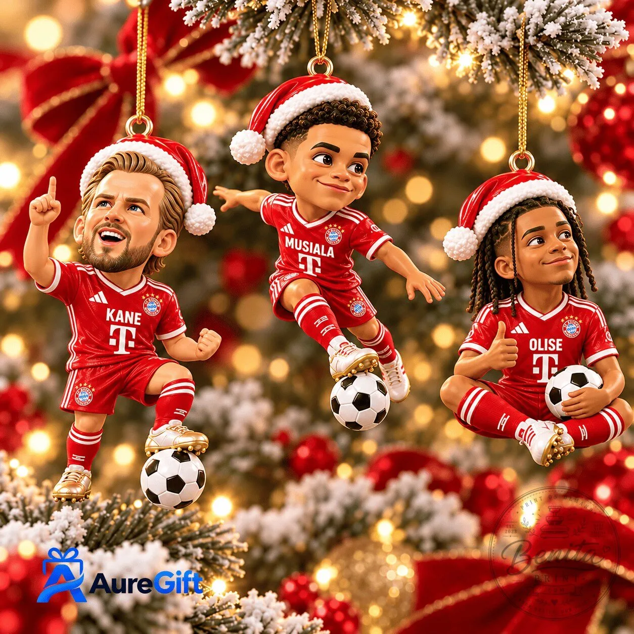 Bayern Munich Soccer Player Christmas Tree Ornament Set