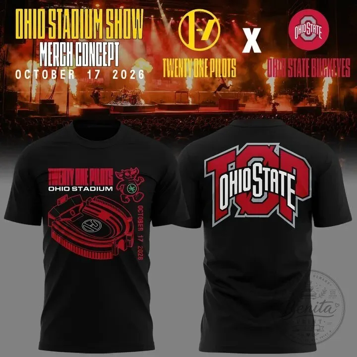 Twenty One Pilots Ohio State Buckeyes Ohio Stadium Concert Black T-Shirt