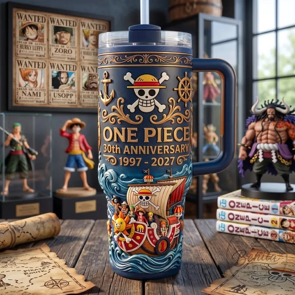 One Piece 30th Anniversary Straw Hat Pirates Ship Tumbler with Handle