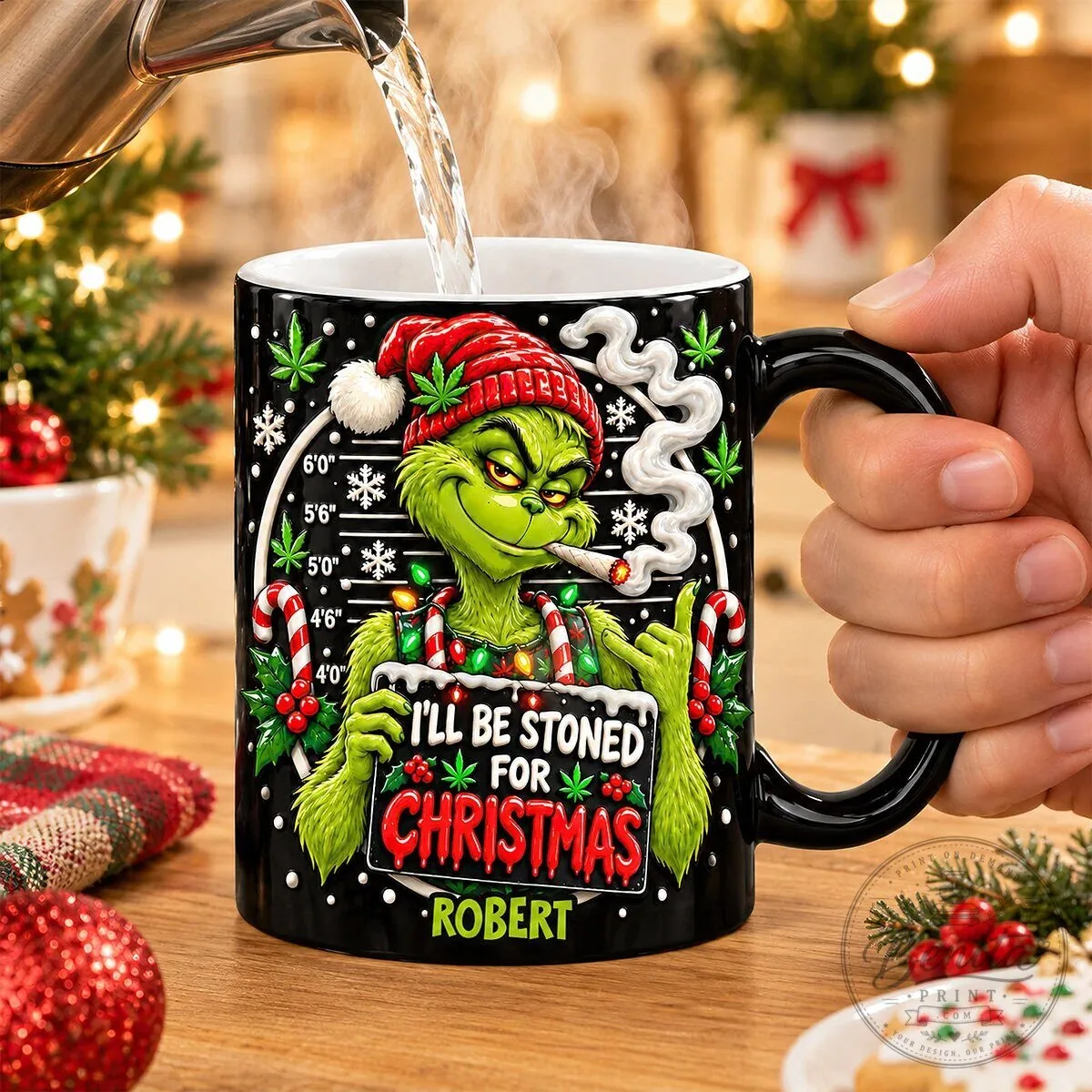 Funny Grinch I'll Be Stoned For Christmas Personalized Coffee Mug