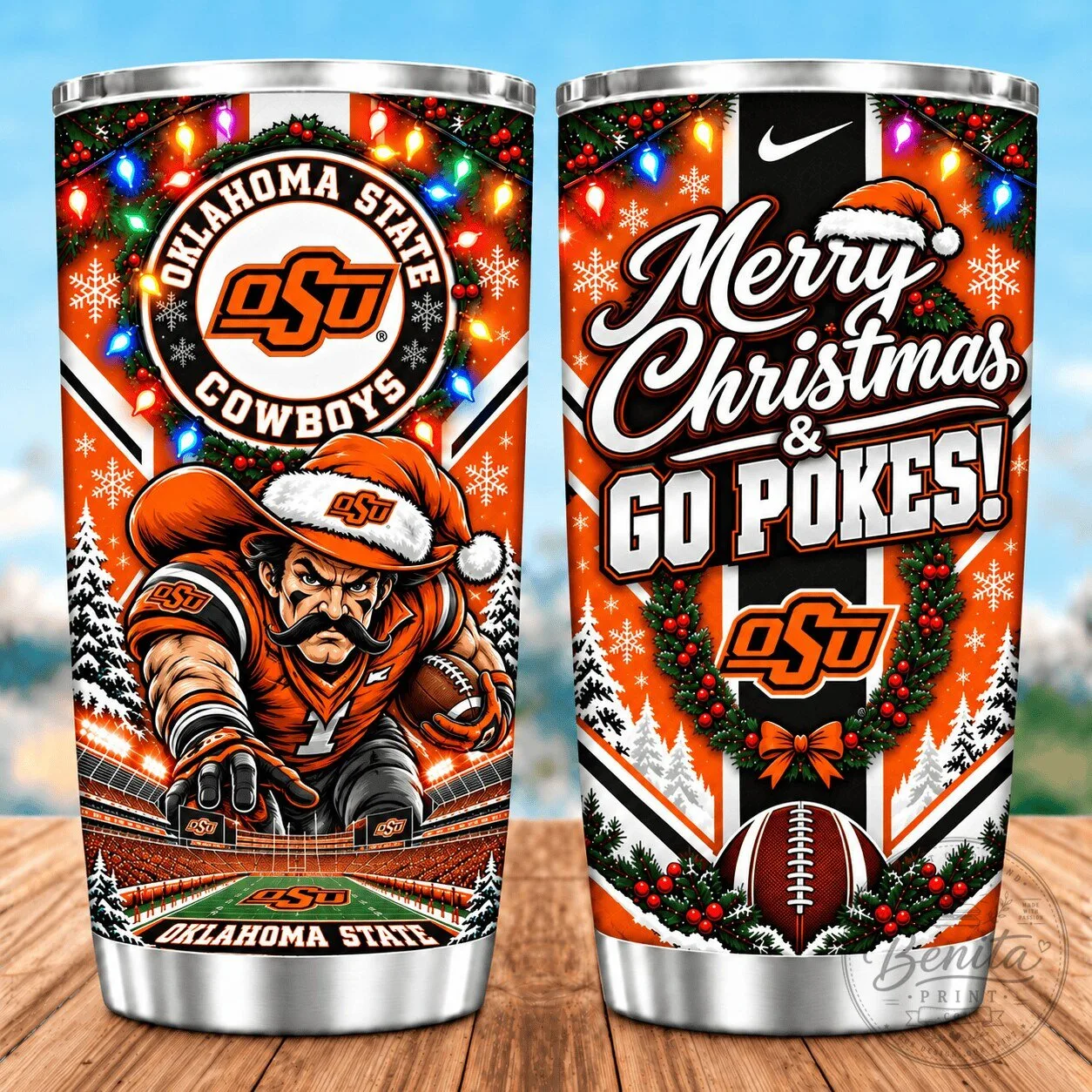 Oklahoma State Cowboys Christmas Spirit Stainless Steel Insulated Tumbler