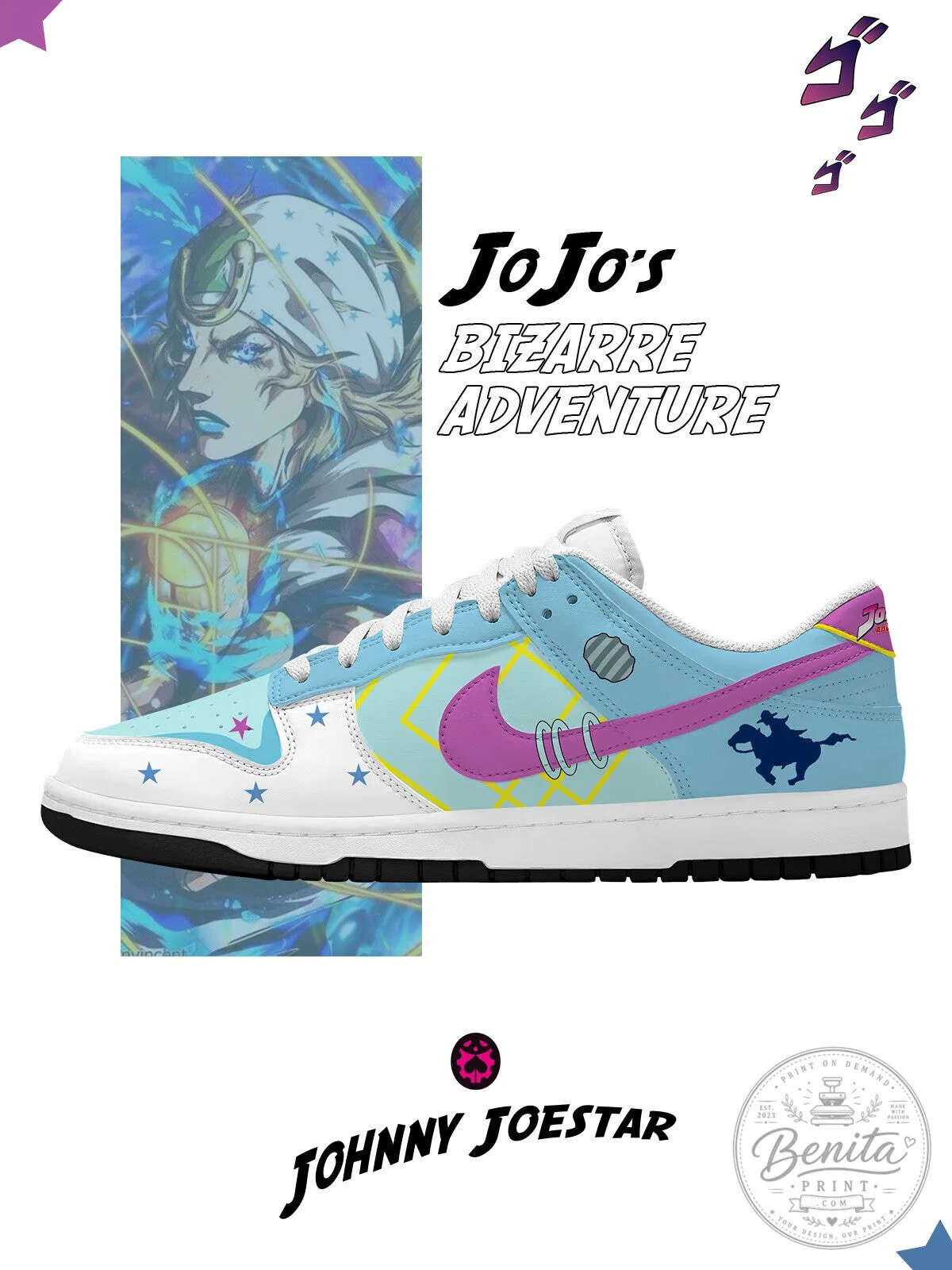Johnny Joestar JoJo's Bizarre Adventure Anime Character Sneakers Shoes