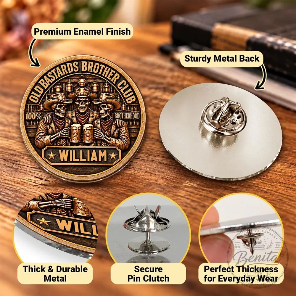 Old Bastards Brother Club Personalized Brotherhood Skull Design Metal Pin 20 Old Bastards Brother Club Personalized Brotherhood Skull Design Metal Pin