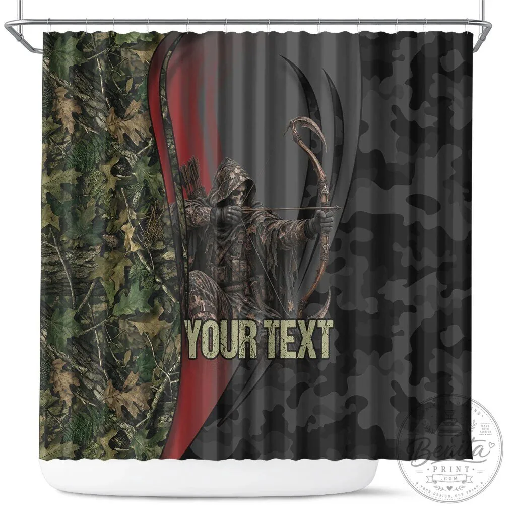 Personalized Grim Reaper Bow Hunter Camouflage Shower Curtain